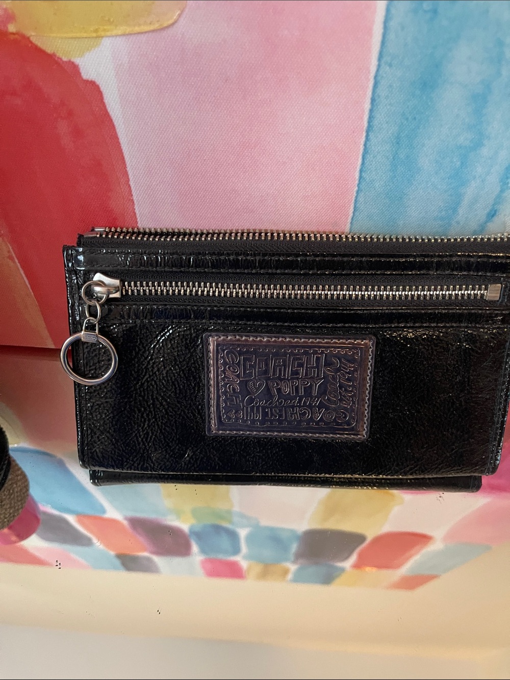 Coach POPPY Y2K Black Patent wristlet - Picture 3 of 10